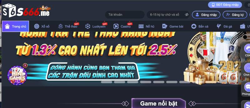 Bước 1: Mở trang chủ S666 để bắt đầu.