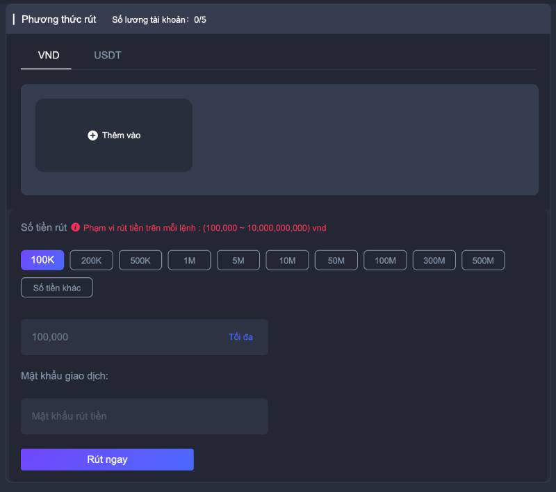 									 Rut tien qua tai khoan ngan hang